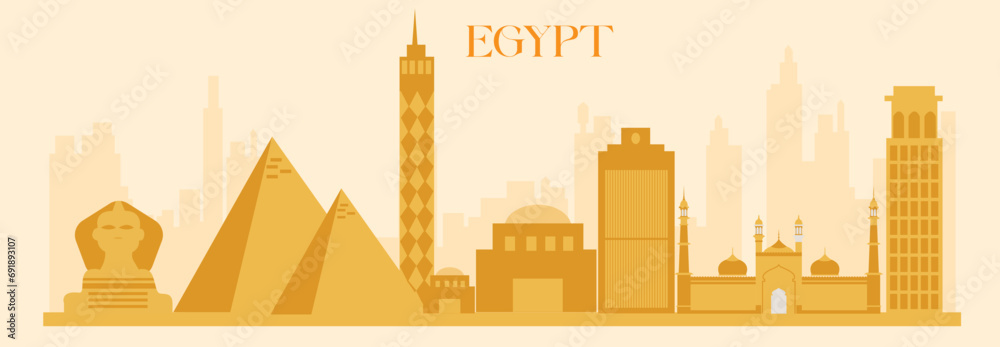 Vector illustration Egypt Skyline panorama editable template 