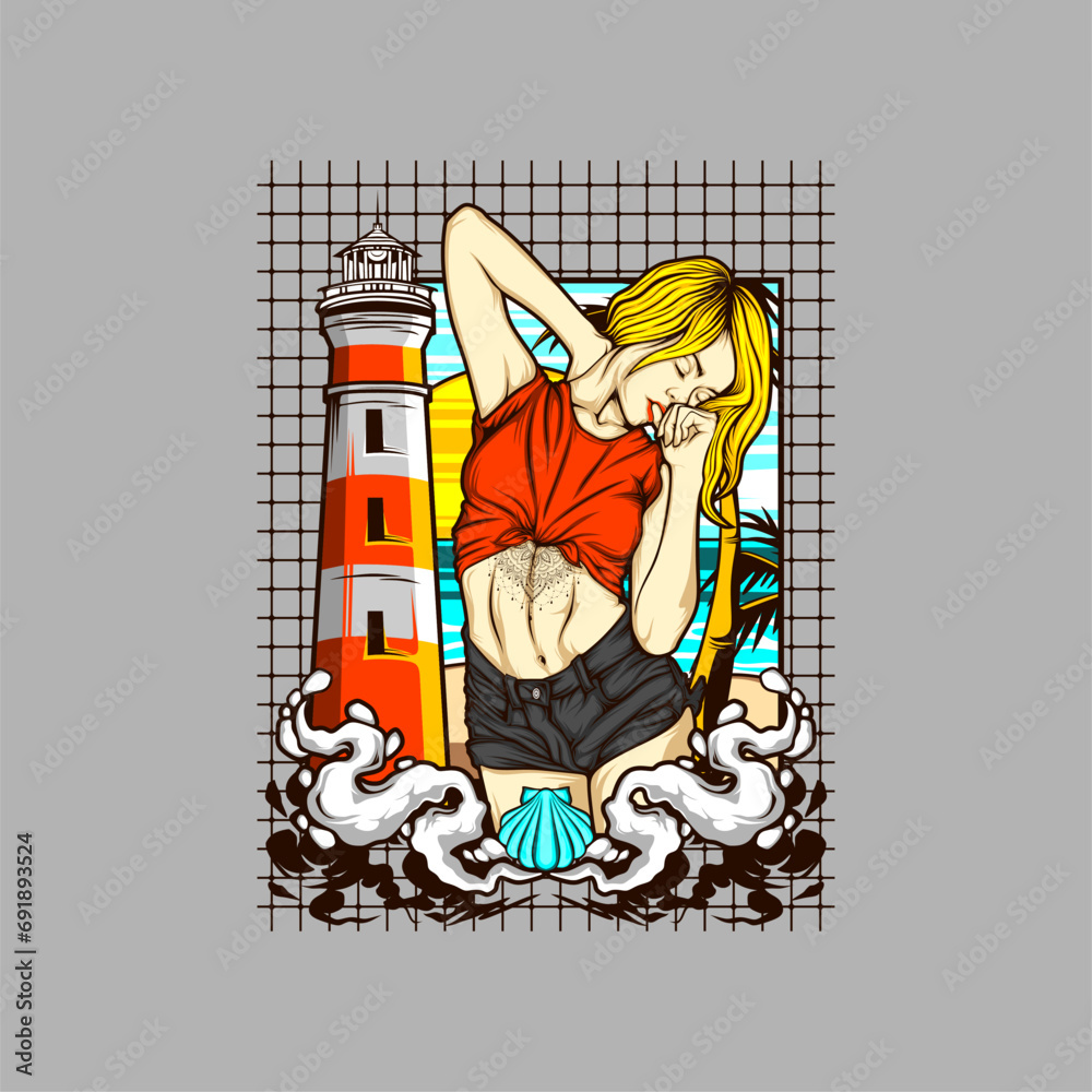 Fototapeta premium sexy charming girl illustration