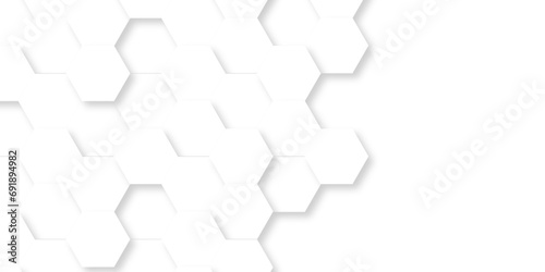 Fototapeta Naklejka Na Ścianę i Meble -  Modern hexagons White Hexagonal Background. Luxury honeycomb grid White Pattern. Vector Illustration. 3D Futuristic abstract honeycomb mosaic white background. geometric mesh cell texture.