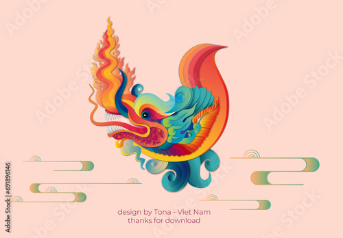 illustration of dragon. vietnamese dragon 2024,  photo