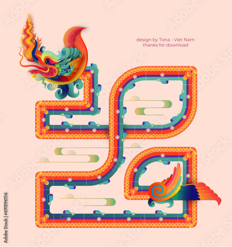 illustration of a dragon, vietnamese dragon 2024 