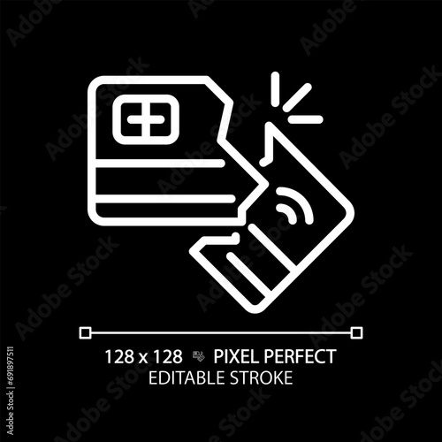 2D pixel perfect editable white credit crunch icon, isolated vector, thin line illustration representing economic crisis.