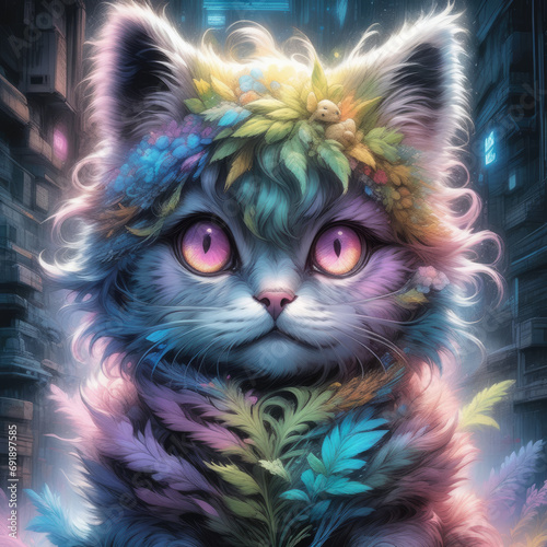 Colorful background Warrior Animal Generative ai