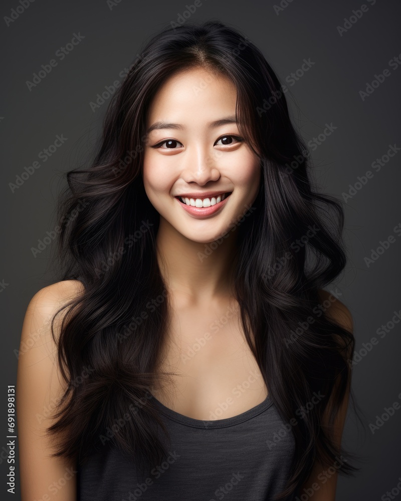 Fototapeta premium Elegant Asian woman with sophisticated hairstyle