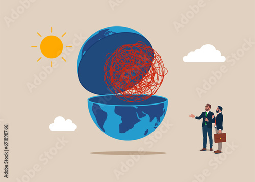 Clear the chaos out of the world. Reduce tension and make peaceful life. Flat vector illustration