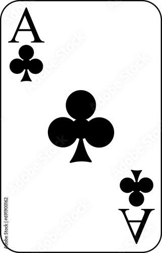 Carta da gioco nera, asso di fiori