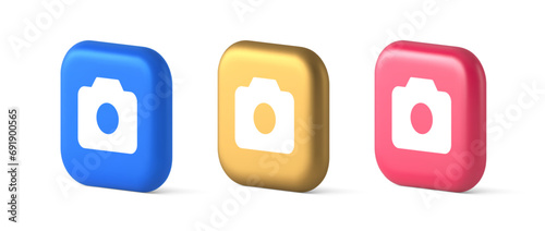 Camera multimedia application content creation digital button 3d realistic icon