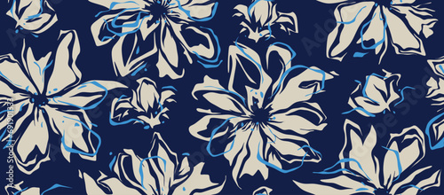 Abstract flower seamless pattern. Flower pattern.