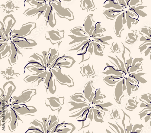 Floral brush strokes seamless pattern 