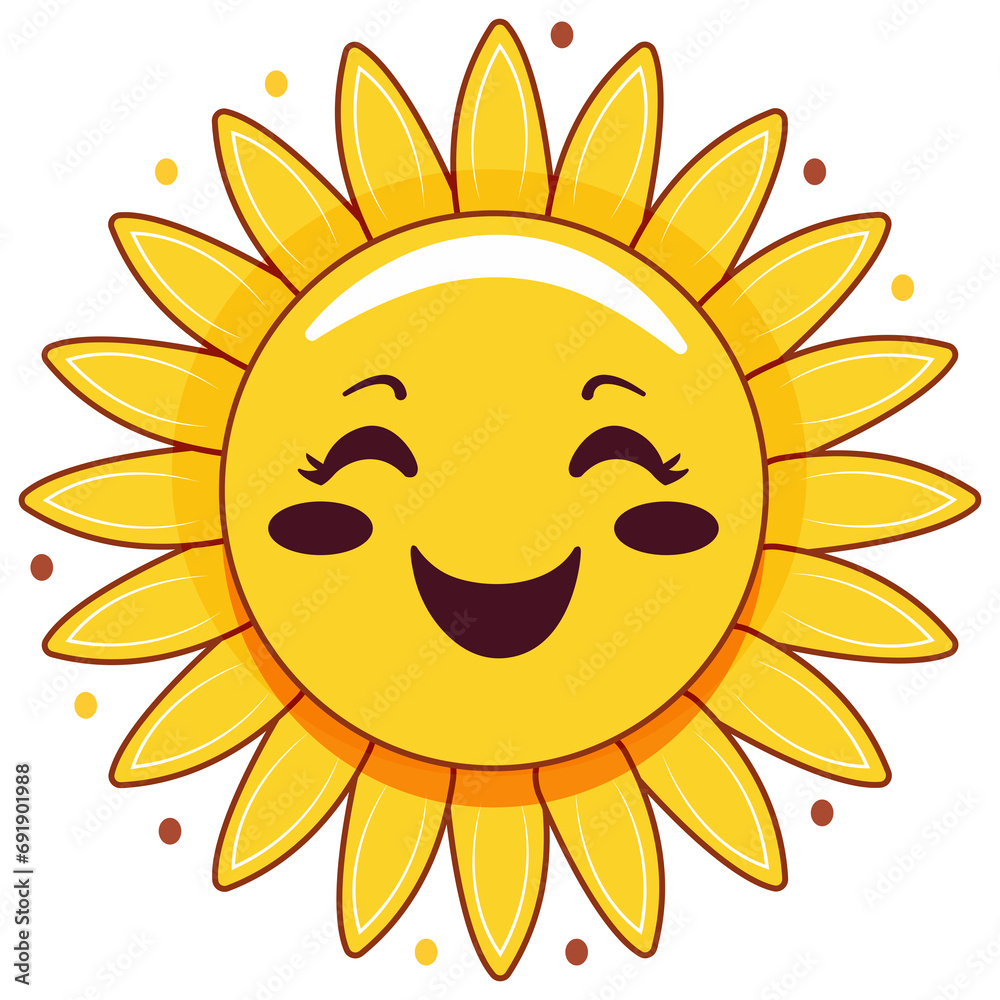 Yellow cute sun vector art illustration
