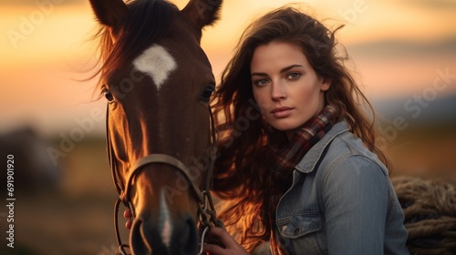 Woman and her horse equestrian © castecodesign