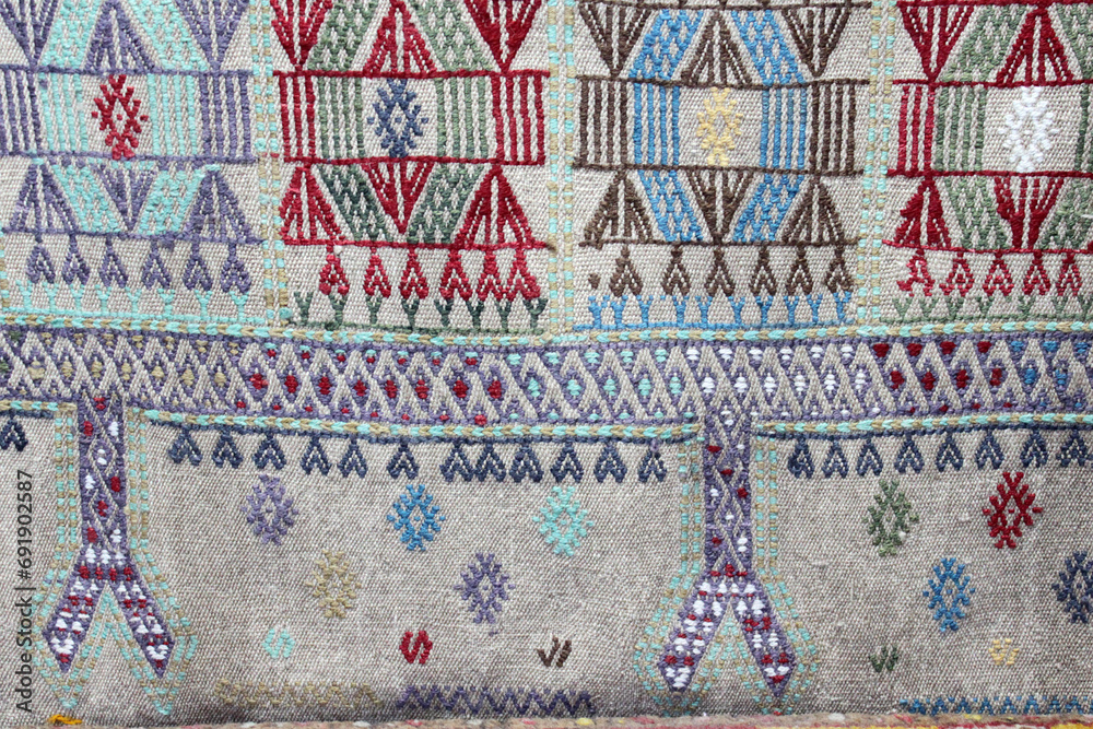 close-up of hand-woven wool rug close-up of hand-woven wool rug
