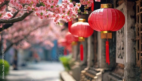 Chinese Lanterns for Chinese New Year, Cherry Blossom Festival or Moon Festival / Mid-Autumn Festival photo