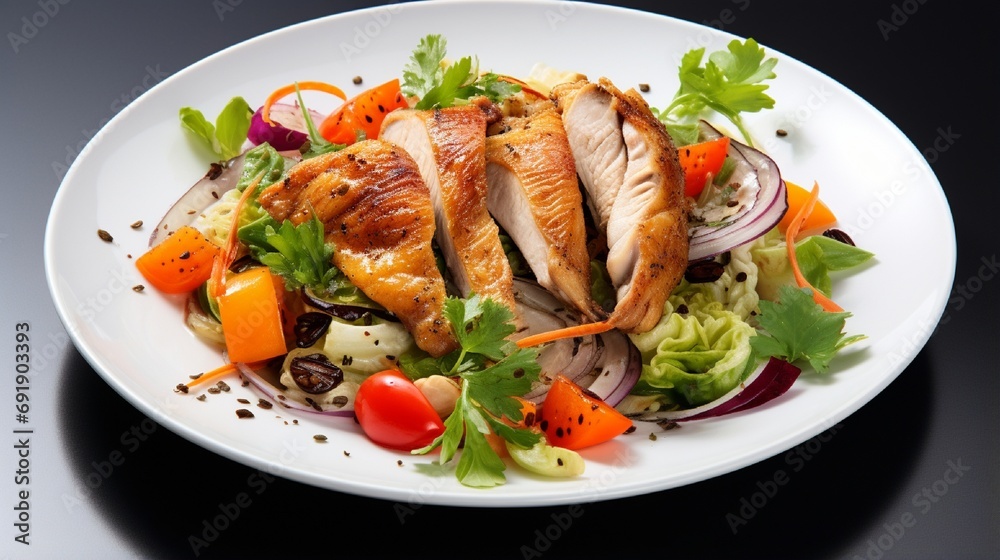 Fresh Salad Plate with Colorful Vegetables on a White Background generated by AI tool Fresh Salad Plate with Colorful Vegetables on a White Background generated by AI tool