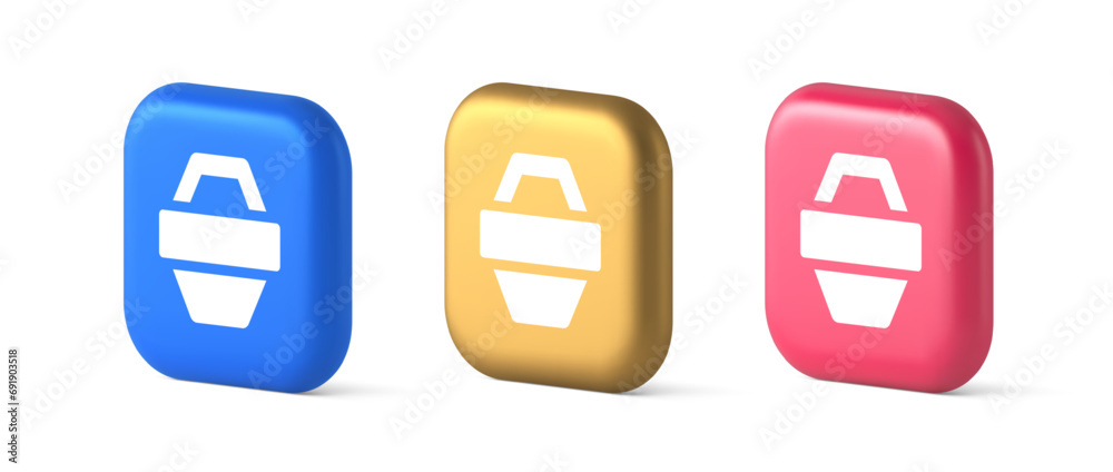 Shopping basket online store button commercial market checkout web app design 3d icon Shopping basket online store button commercial market checkout web app design 3d icon