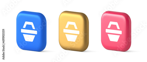 Shop cart digital commercial retail button marketplace global market app design 3d icon