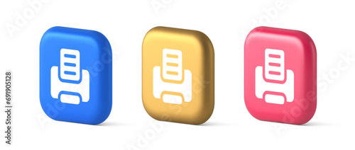 Printer machine device for paper document print button ink printout technology 3d icon