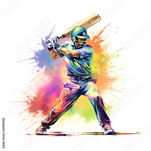 Cricket player colorful splash art