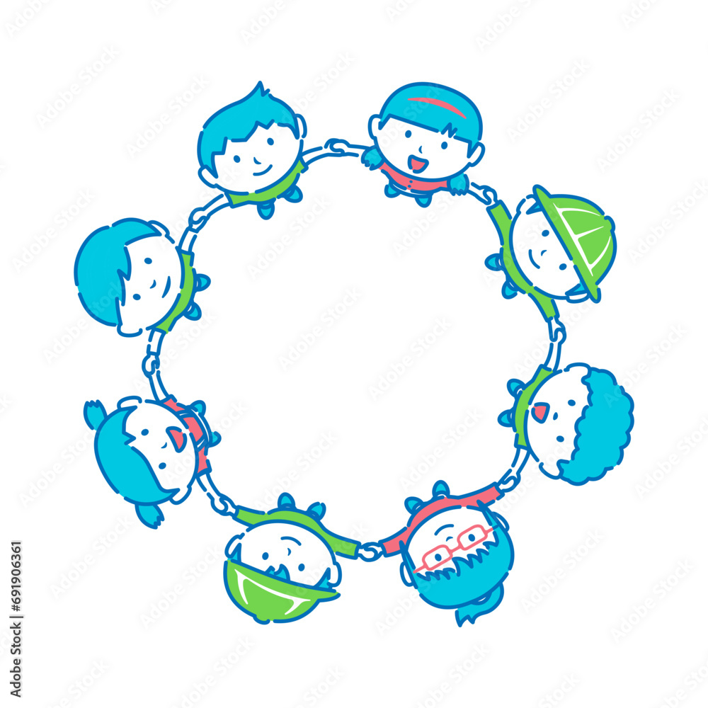 Vector illustration of children holding hands and looking up at the sky Vector illustration of children holding hands and looking up at the sky