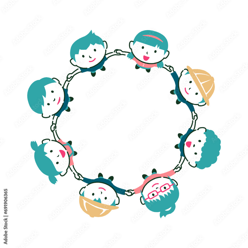 Vector illustration of children holding hands and looking up at the sky Vector illustration of children holding hands and looking up at the sky