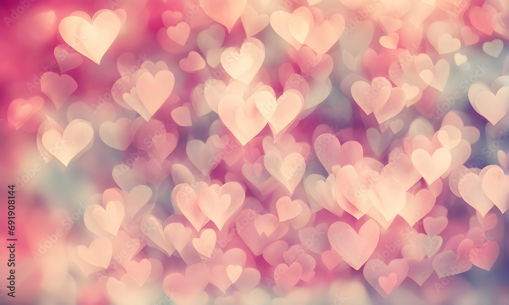 Blurred hearts background, vibrant and romantic Blurred hearts background, vibrant and romantic