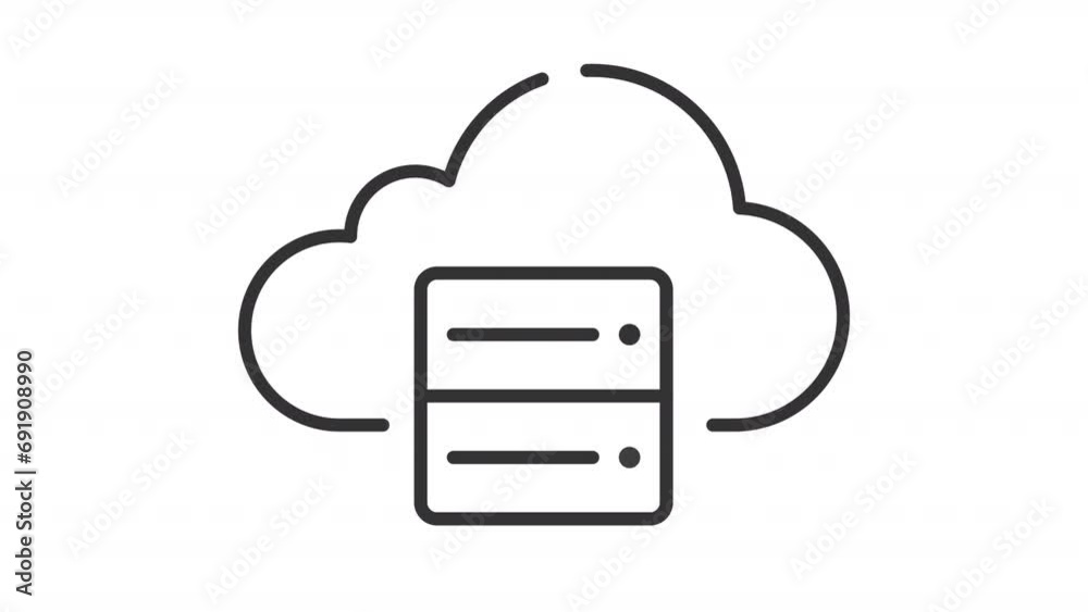 2D black creative thin line animation of cloud server icon, HD video with transparent background, seamless loop 4K video representing cloud computing. 2D black creative thin line animation of cloud server icon, HD video with transparent background, seamless loop 4K video representing cloud computing.