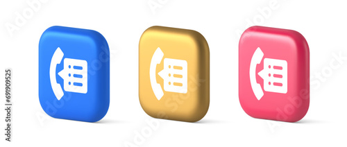 Phonebook handset important contact list info button phone call communication 3d icon