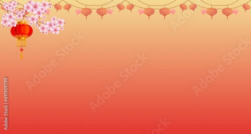 Chinese New Year decoration with gold and red gradient background color 