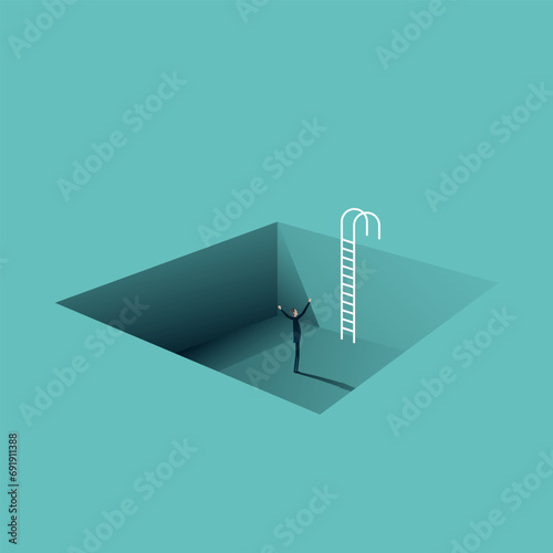 Business solution and recovery minimal illustration. Symbol of turning around, success, growth. Editable vector.