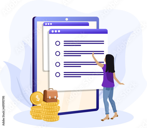 Executive summary illustration. Business plan layout. Business strategy structure. Executive summary. Organizational and financial planning, production and marketing