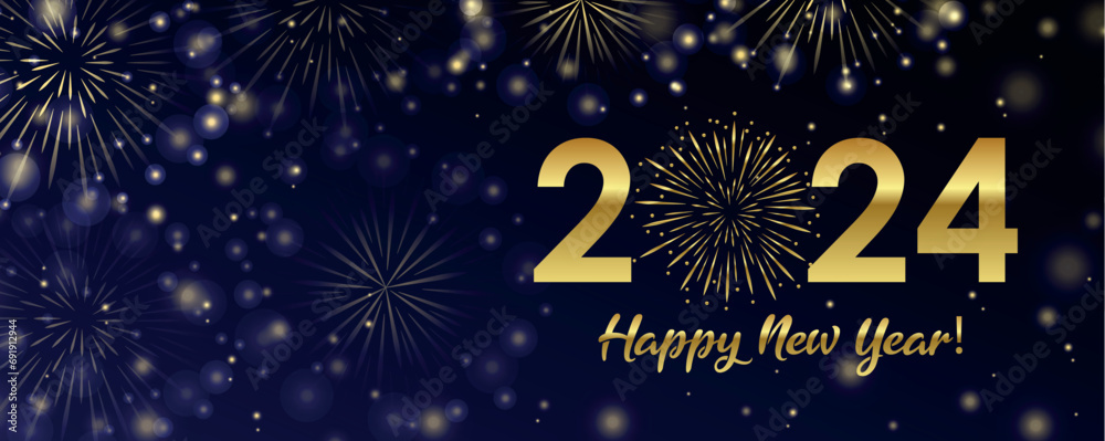 happy new year 2024 greeting card golden firework vector illustraion EPS10 happy new year 2024 greeting card golden firework vector illustraion EPS10