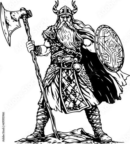 Odin god vintage sketch