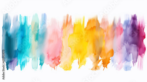 Vibrant Fusion: Isolated Watercolor Brush Strokes in a Multicolored Danc