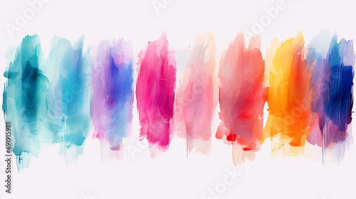 Chromatic Symphony: Multicolored Watercolor Paint Brush Strokes Isolated on Transparent Background