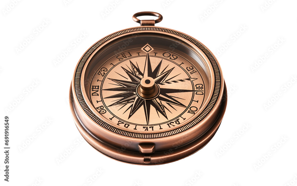 Brass Compass On Isolated Background