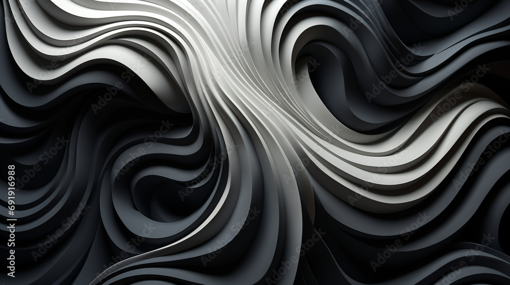 Fototapeta premium 3d black and white abstract background. 