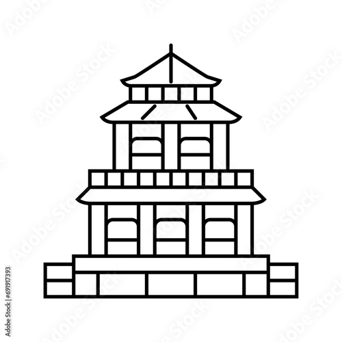 taoist temple taoism line icon vector. taoist temple taoism sign. isolated contour symbol black illustration
