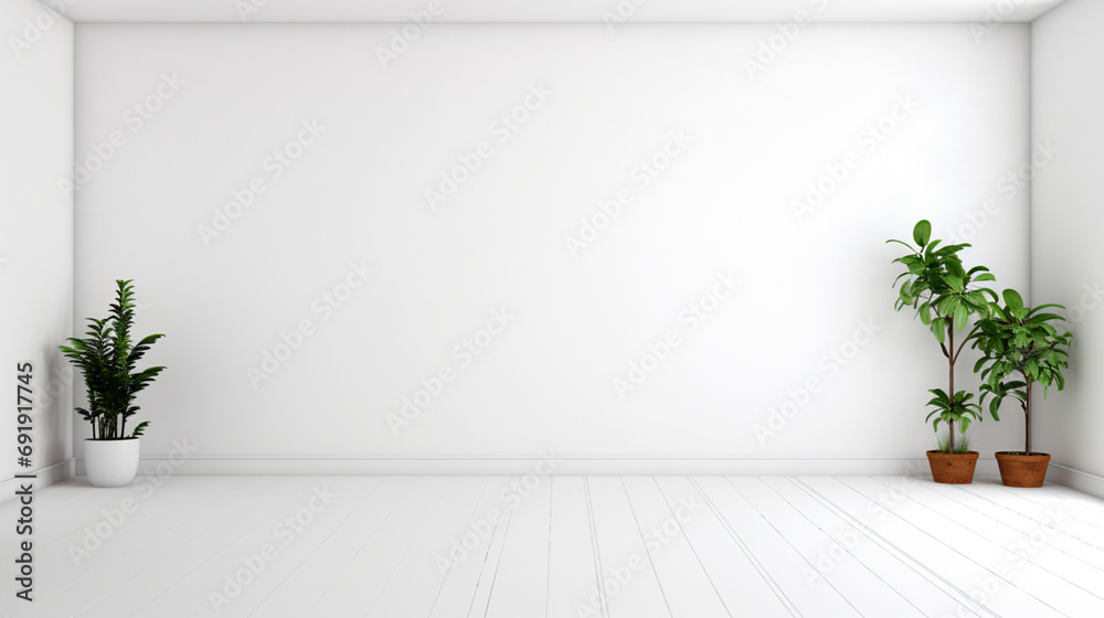 Fototapeta premium Blank white studio. White background studio. Generative AI.