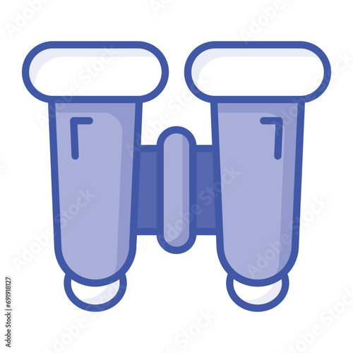 An optical instrument with a lens for each eye, used for viewing distant objects, binoculars vector design in trendy style