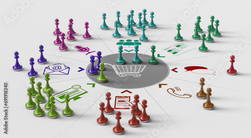 Retailing or distribution concept, multichannel marketing strategy. photo