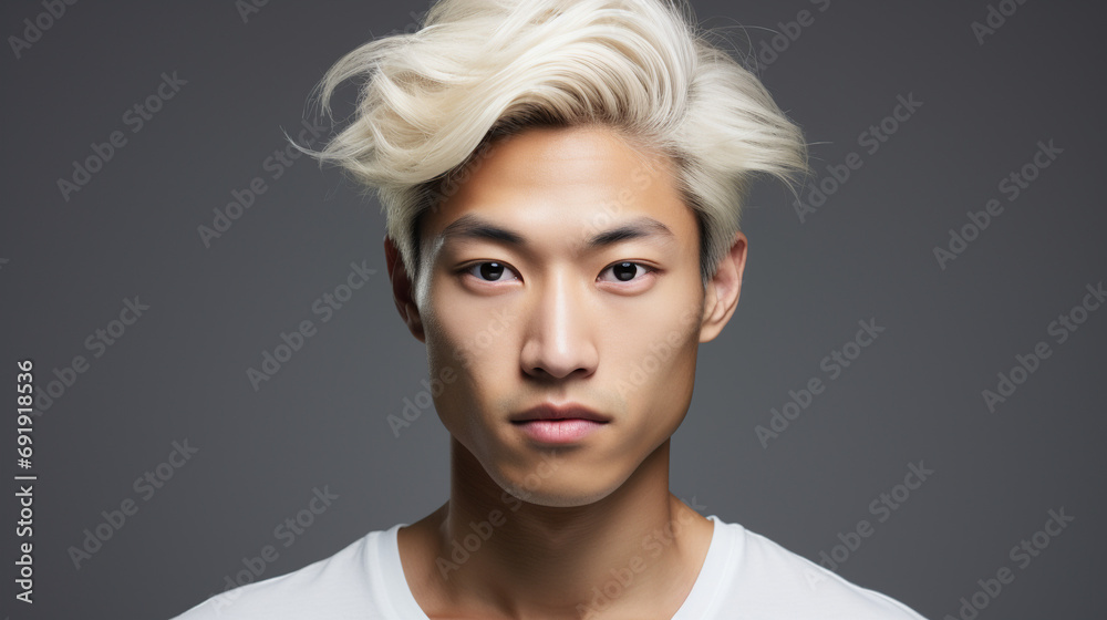 Isolated Beauty Shot: Stylish Asian Model with Blonde Hair Isolated Beauty Shot: Stylish Asian Model with Blonde Hair