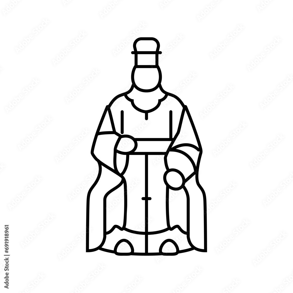 daoist deity taoism line icon vector. daoist deity taoism sign. isolated contour symbol black illustration