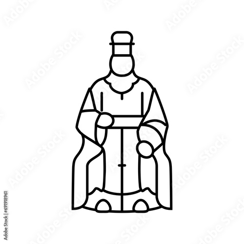 daoist deity taoism line icon vector. daoist deity taoism sign. isolated contour symbol black illustration