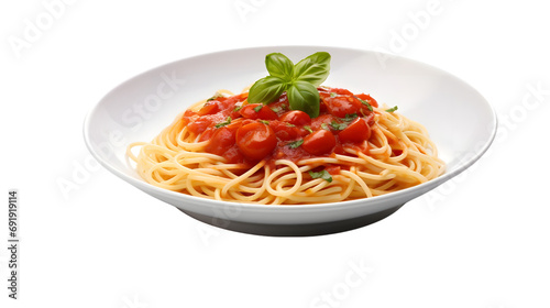 pasta with tomato sauce isolated on white background. Generative AI.