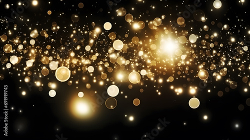 Abstract Gold Particles and Bokeh Background