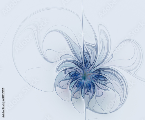 Abstract fractal blue flower on a light background. Fantasy