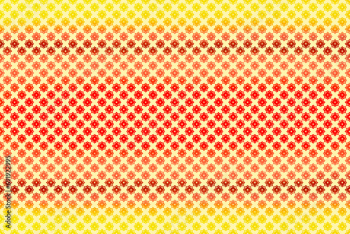 Yellow background with seamless fabric pattern. stars mixed with bright yellow  orange  red square patterns  horizontal gradients  shining  infinite connection illustration
