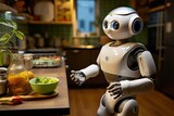 Futuristic Kitchen Companion Modern, Friendly Robot Showcasing Seamless Integration of Advanced Technology in Everyday Cooking and Housework. created with Generative AI