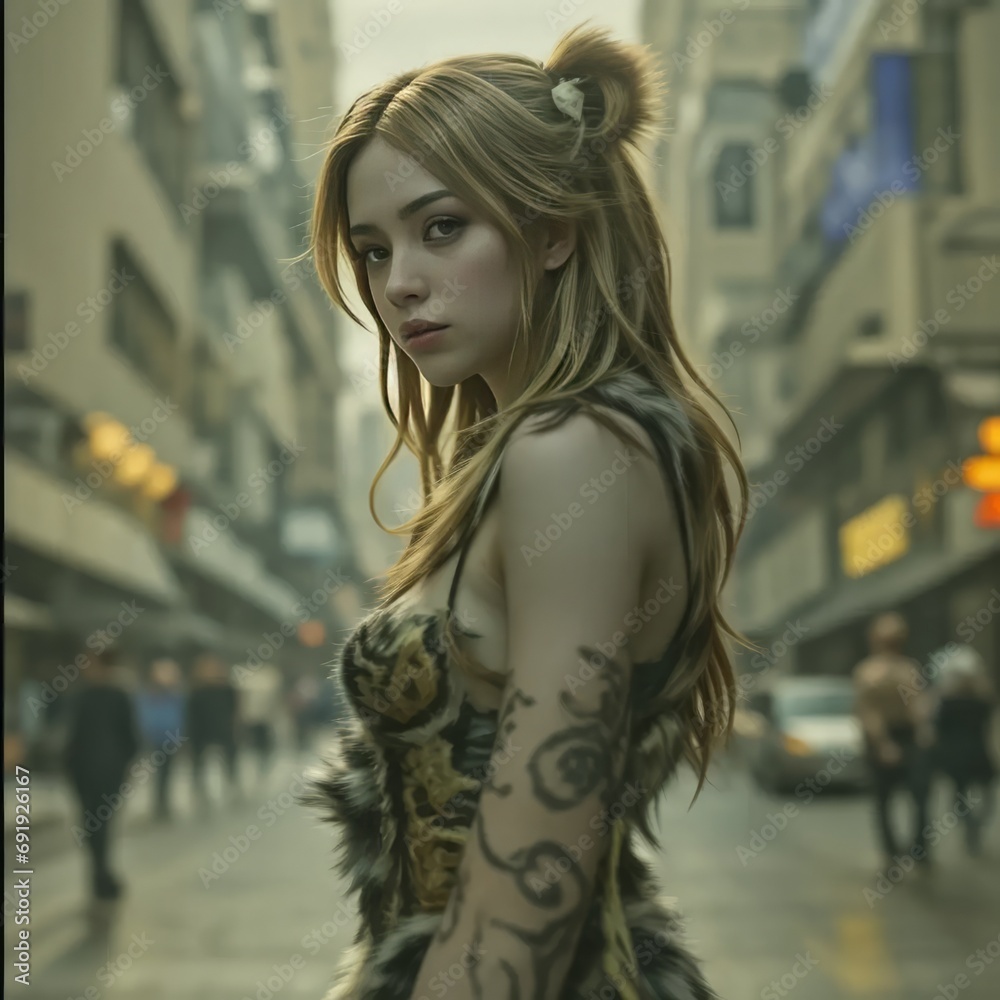 Naklejka premium woman in the city