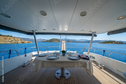 yacht interior. luxury boat inside © ALPSARAL